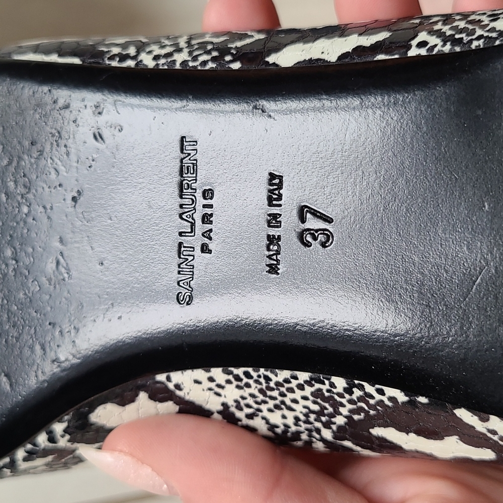 Ysl Saint Laurent Flats Python Embossed Leather [… - image 8